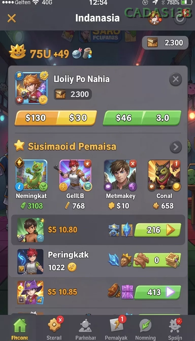 Cuplikan layar IDA777 — aktivitas